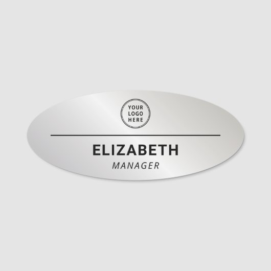 Professioneel Logo Zilver Personeelslid Naamplaatje (Voorkant)