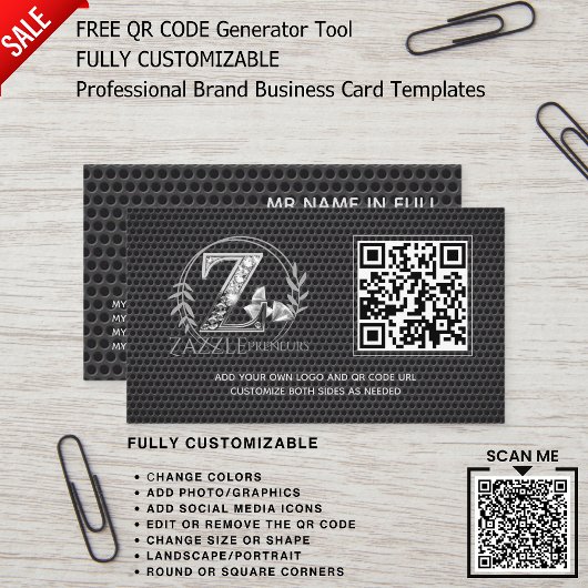 PROFESSIONEEL LOGOONTWERP MET QR-CODE SJABLOON VOO VISITEKAARTJE