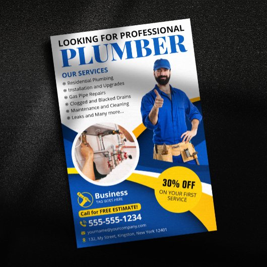 Professioneel Loodgieter Loodgietersbedrijf Blauw Flyer