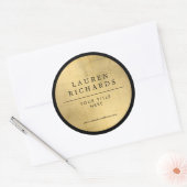 Professioneel Luxe Zwart en Nepgoud Ronde Sticker (Envelop)