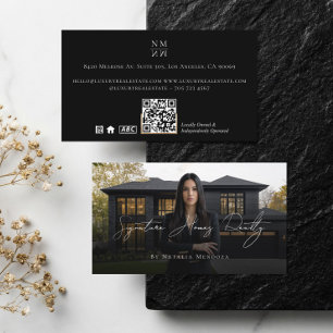 Professioneel Luxe Zwart Vastgoedmakelaar Foto Visitekaartje