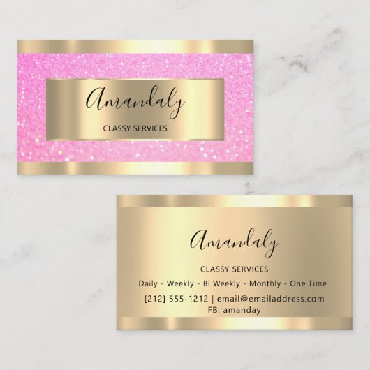 Professioneel Make-up Holograf Gouden Glitter Roos Visitekaartje (Voorkant / Achterkant)