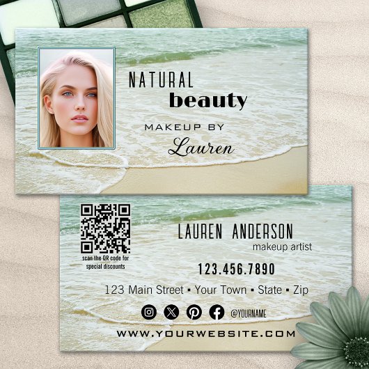 Professioneel Make-up Strand Schoonheid QR Code Visitekaartje