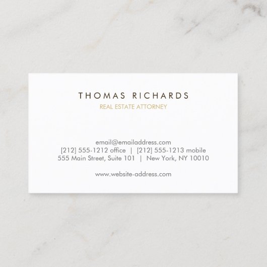 Professioneel makelaar, advocaat II Visitekaartje (Achterkant)