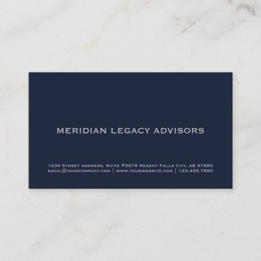 Professioneel marineblauw en grijs visitekaartje (Voorkant)