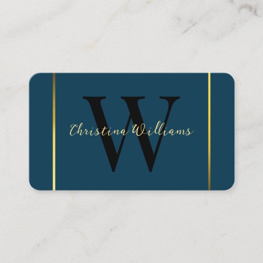 Professioneel marineblauw modern minimalistisch mo visitekaartje (Voorkant)