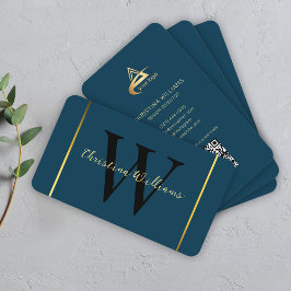 Professioneel marineblauw modern minimalistisch mo visitekaartje