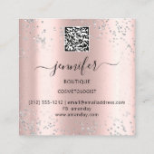 Professioneel marktplein met QR-code Silver Gold Vierkante Visitekaartje (Achterkant)