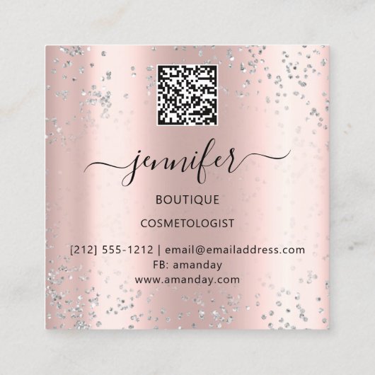 Professioneel marktplein met QR-code Silver Gold Vierkante Visitekaartje (Achterkant)