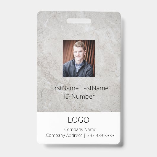 Professioneel Marmer Look Personeelskaart Badge (Voorzijde)