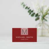 Professioneel Maroon Effen Kleur Monogram Visitekaartje (Staand voorkant)