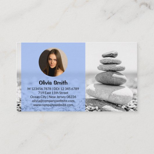 Professioneel massageblauw Visitekaartje met foto Klantenkaartje (Achterkant)