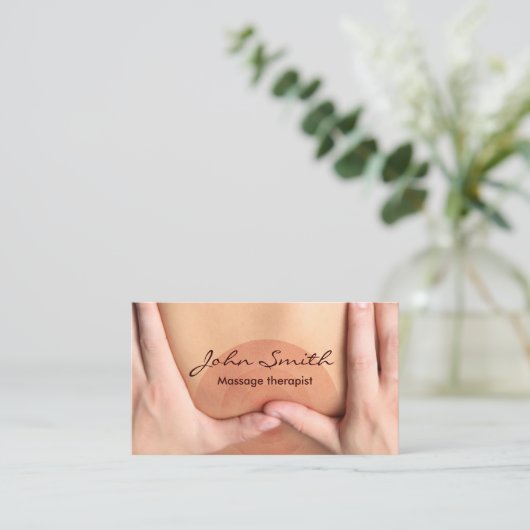 Professioneel massagetherapeut visitekaartje (Staand voorkant)