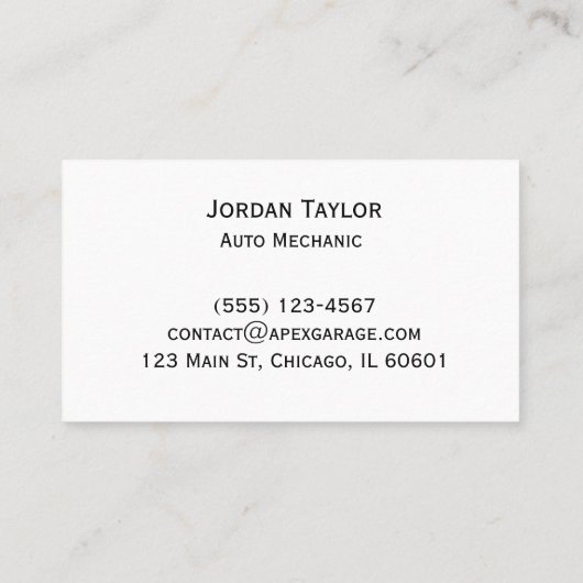 Professioneel Mechanisch Visitekaartje (Achterkant)