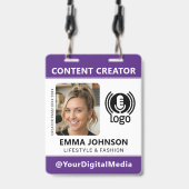 Professioneel Media ID Pasfoto Logo Paars Badge (Voorzijde met lanyard)