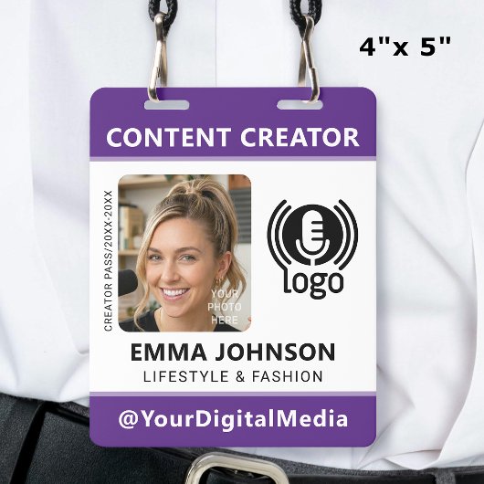 Professioneel Media ID Pasfoto Logo Paars Badge