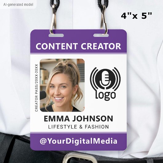 Professioneel Media ID Pasfoto Logo Paars Badge