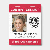 Professioneel Media ID Pasfoto Logo Rood Badge (Voorzijde)