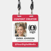 Professioneel Media ID Pasfoto Logo Rood Badge (Voorzijde met lanyard)