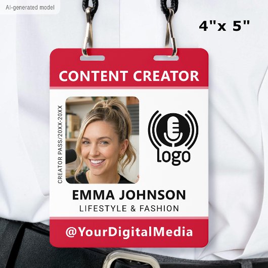 Professioneel Media ID Pasfoto Logo Rood Badge