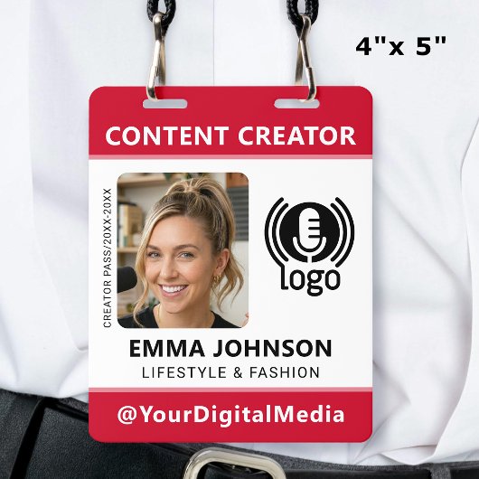 Professioneel Media ID Pasfoto Logo Rood Badge