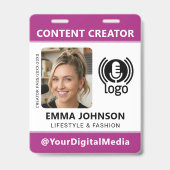 Professioneel Media ID Pasfoto Logo Roze Badge (Voorzijde)