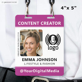 Professioneel Media ID Pasfoto Logo Roze Badge