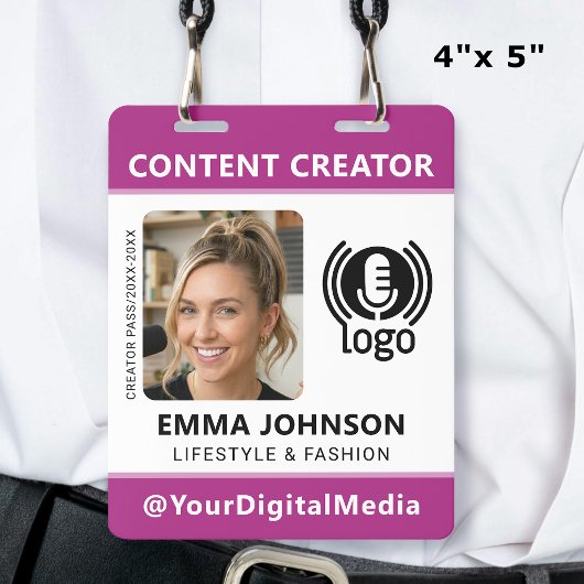 Professioneel Media ID Pasfoto Logo Roze Badge