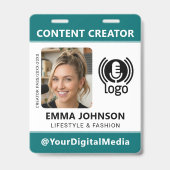 Professioneel Media ID-pasfoto Logo Teal Badge (Voorzijde)