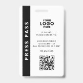 Professioneel Media Pas Foto ID QR Code Badge (Achterkant)