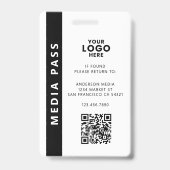 Professioneel Media Pas Foto ID QR Code Badge (Achterkant)
