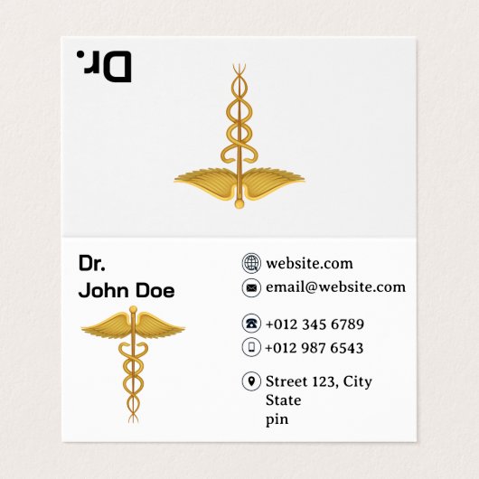 Professioneel Medisch Arts Visitekaartje (Buitenkant ongevouwen)