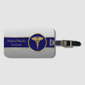 Professioneel Medisch Caduceus Blauw Goud Bagagelabel (Voorkant (horizontaal))