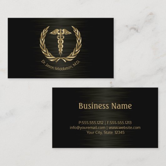 Professioneel medisch penseel zwart staal visitekaartje (Voorkant / Achterkant)