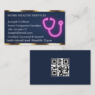 Professioneel Medische Verzorging QR Code blauw Visitekaartje