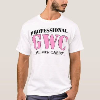 Professioneel meisje met camera t-shirt