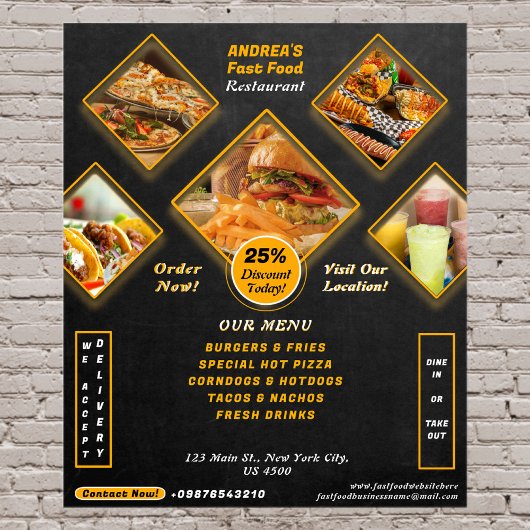 Professioneel Menu Voeg foto's toe Fast Food Promo Poster