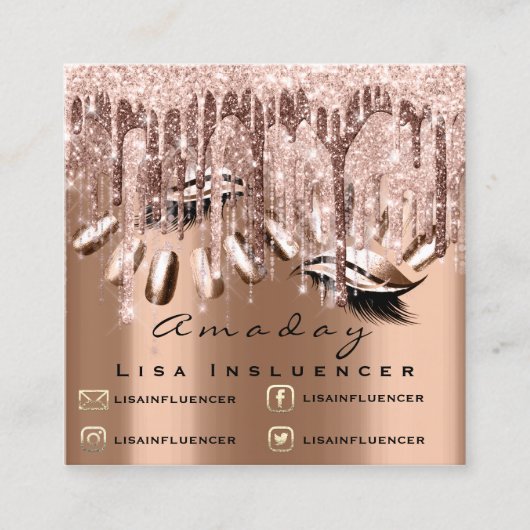 Professioneel merk Artist Nail Manicure Roos Vierkante Visitekaartje (Voorkant)