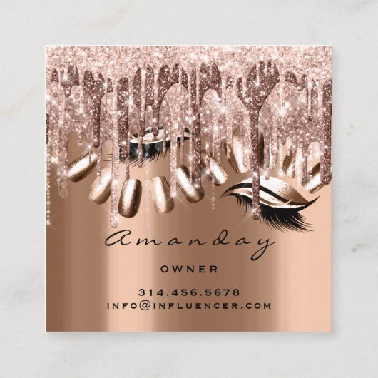 Professioneel merk Artist Nail Manicure Roos Vierkante Visitekaartje (Achterkant)