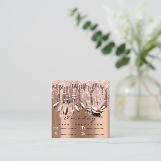 Professioneel merk Artist Nail Manicure Roos Vierkante Visitekaartje (Staand voorkant)