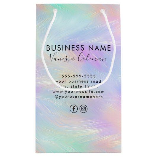 Professioneel merk minimale script iriserende opaa klein cadeauzakje (Achterkant)