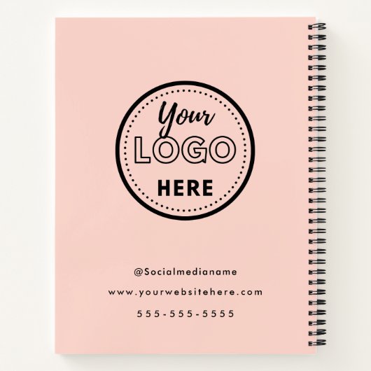 Professioneel Merk Minimalistische Roze Logo Notitieboek (Achterkant)