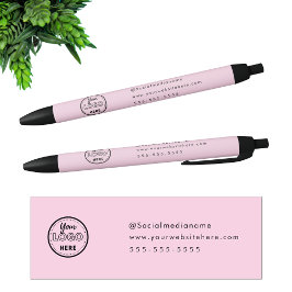 Professioneel Merk Minimalistische Roze Logo Zwarte Inkt Pen