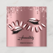 Professioneel merk Nail Manicure Appointment Roos Vierkante Visitekaartje (Voorkant)