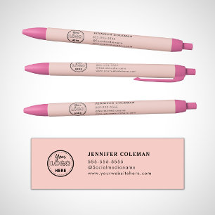 Professioneel Merk Promotionele Blush Roze Logo Zwarte Inkt Pen