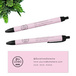Professioneel merken Minimalistisch Roze Logo Zwarte Inkt Pen