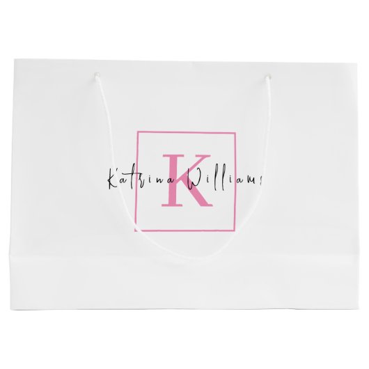 Professioneel merklogo Roze scriptmonogram Groot Cadeauzakje (Achterkant)