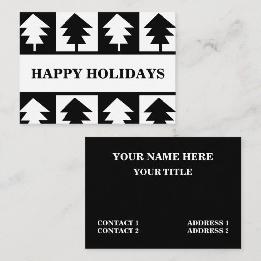 Professioneel met zwarte en witte kerstbomen visitekaartje (Voorkant / Achterkant)
