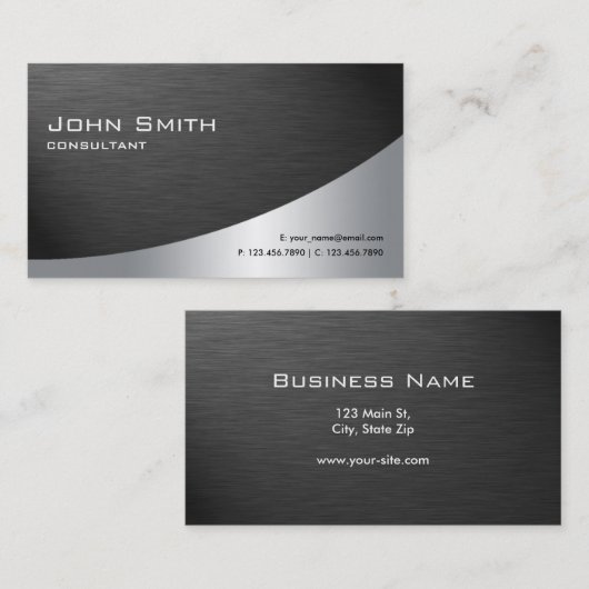 Professioneel metaal Elegant Modern Plain Black Visitekaartje (Voorkant / Achterkant)