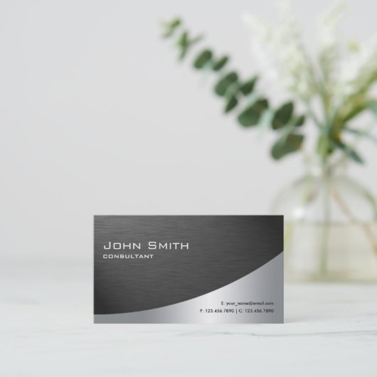 Professioneel metaal Elegant Modern Plain Black Visitekaartje (Staand voorkant)